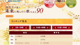 【乃木坂46】NHK「未来に残したい歌ベスト90」で希望と片想いがランクイン！